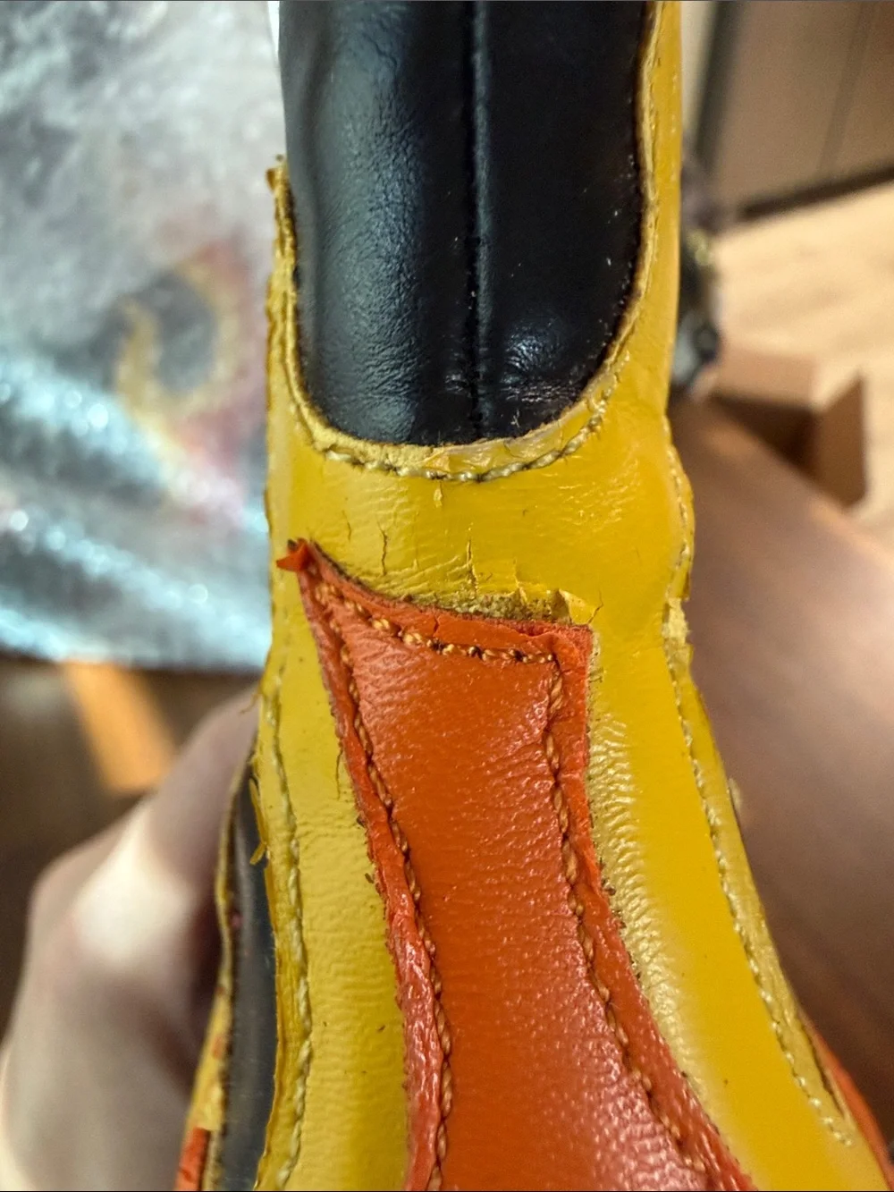 Dolls Kill Black Platform Ankle Boots with Red & Yellow Flame Appliqués